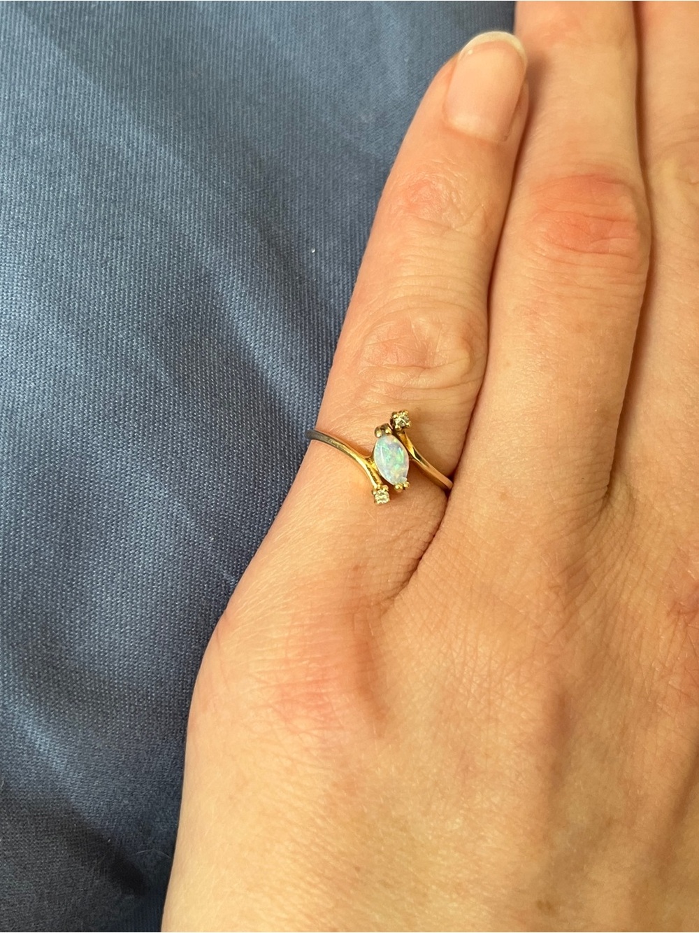 Rose Gold, Diamond, and Opal Ring
